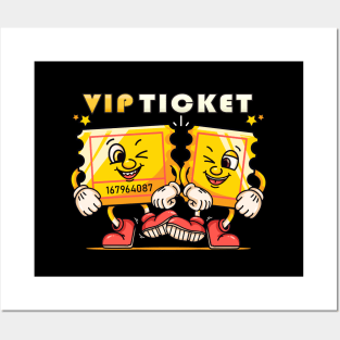 VIP Ticket, cartoon mascot character truncated tickets Posters and Art